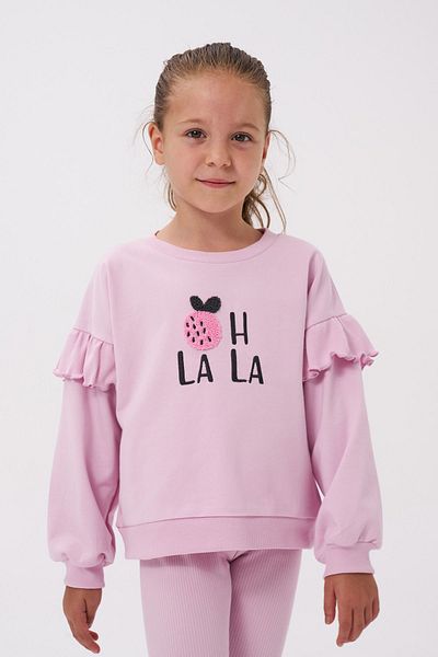 Minipodyum Oh Lala Girl's Sweatshirt and Ribbed Tights - Cotton Set
