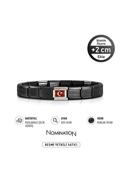 NOMİNATİON Unisex Italy Composable 18 Ayar Altın Türk Bayrağı ve Çelik Bilekl...