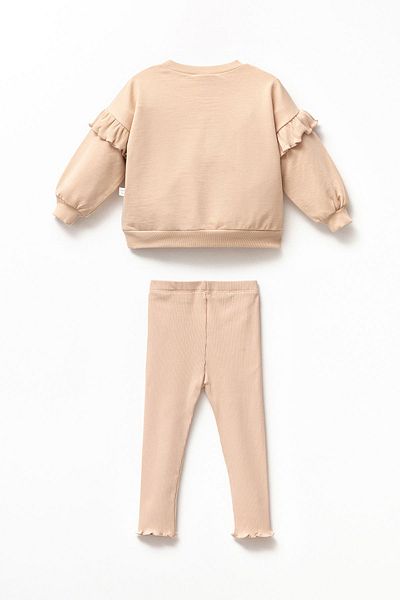 Minipodyum Oh Lala Girl's Sweatshirt and Ribbed Tights - Cotton Set