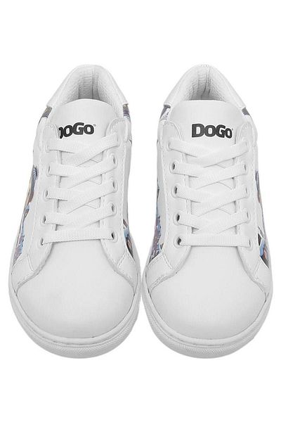 Dogo Pantofi albi vegani unisex pentru copii cu design Mr Bear
