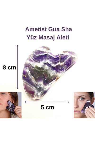 YILDIZ DOĞAL TAŞ Sertifikalı Ametist 1. Sınıf Kalite Gua Sha Doğal Taş Masaj ...