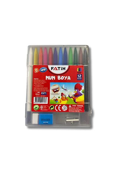 Fatih 12 Colors Crayon Eraser and Pencil Sharpener