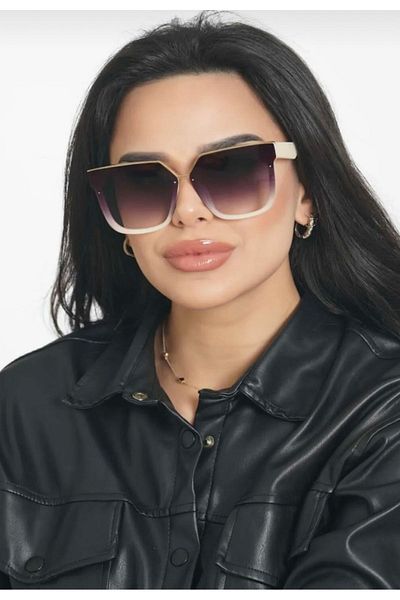 MİSE Cream Colored Selin Square Design Sunglasses