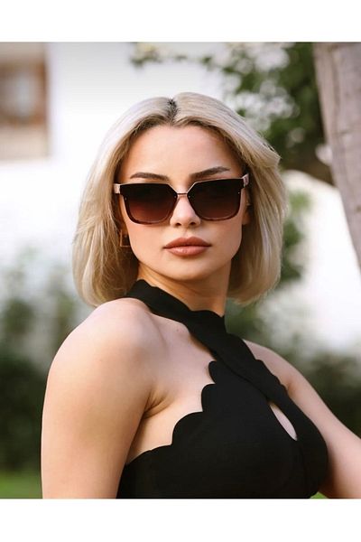 MİSE Cream Leopard Patterned Selin Square Sunglasses