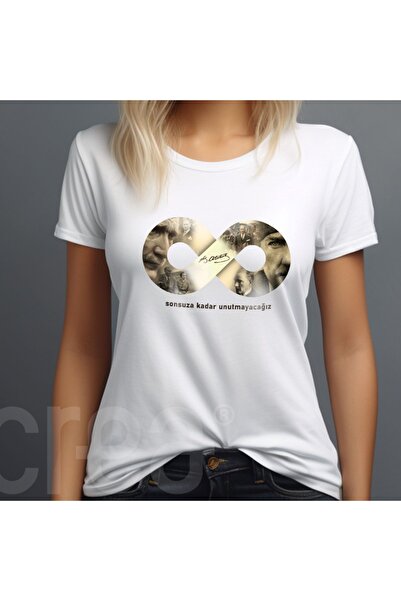 Crea Eymer Wear Чорно-біла бавовняна футболка з силуетом Ататюрка - велосипед...