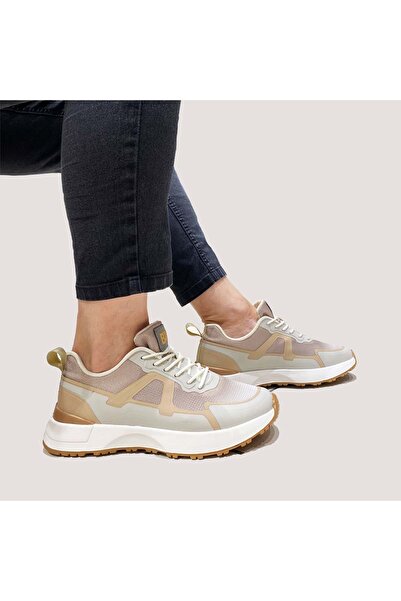 Bulldozer 241445 Бежево-білі чоловічі ортопедичні кросівки - з товстою підошв...