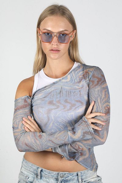 TomyHelf Orange Rectangular Framed Unisex Sunglasses - Th-0039C4C