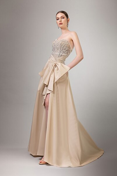 Kenzel Strapless Long Dress - Deep Slit Detail