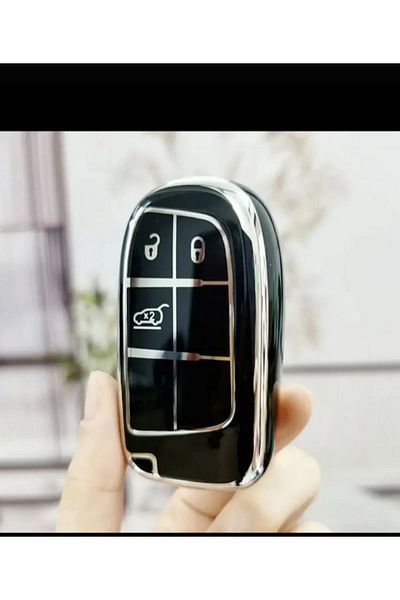 GMA KEYS Fiat Egea Cross 500X Compatible Key Case - 3 Buttons, 500L, Black Silver Silver Color