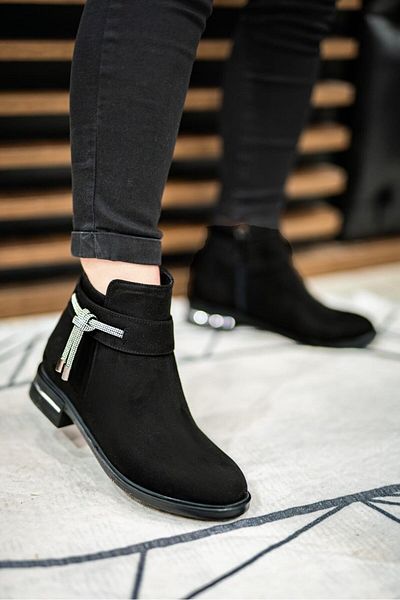 Weynes Γυναικείες μπότες & μποτάκια Black Suede Stone - WSB1078
