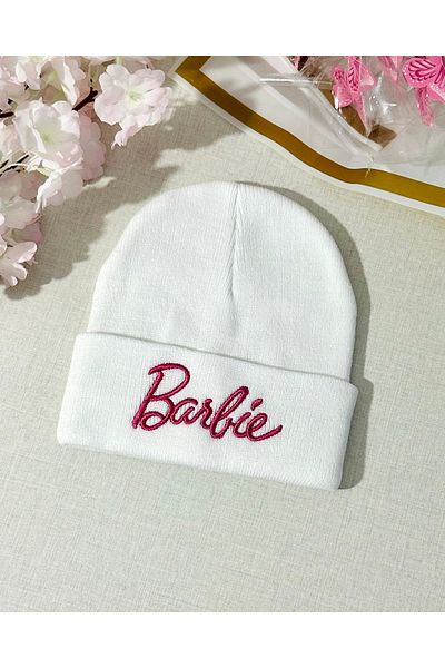 TOFY BUTİK Barbie Printed - Beret White Plush Figure