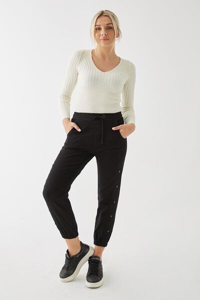 Fashion Friends Παντελόνι Jogger με πλαϊνά πάνελ με κουμπώματα