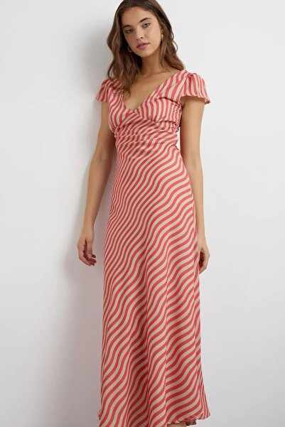 Hiccup Cross Striped Midi Dress