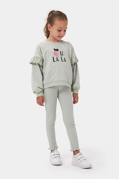 Minipodyum Oh Lala Girl's Sweatshirt and Ribbed Tights - Cotton Set