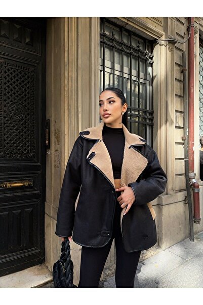 OlaLady Μακρύ σουέτ γυναικείο μπουφάν - Γούνινο εσωτερικό, Φερμουάρ, Oversize