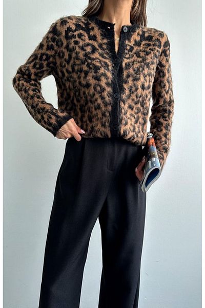 HARMONY GLOBAL Cardigan moale pentru femei cu model de cașmir cu model leopard - echivalent model 10108