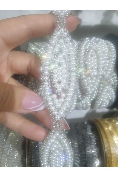 ESRA ŞELEM Decorative Strip with Pearl Detail - Ironing and Clothing Accessory, for Hobby