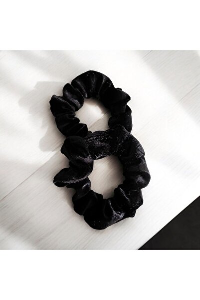 alsaccessories Agrafă de păr dublă din catifea de culoare neagră pentru femei...