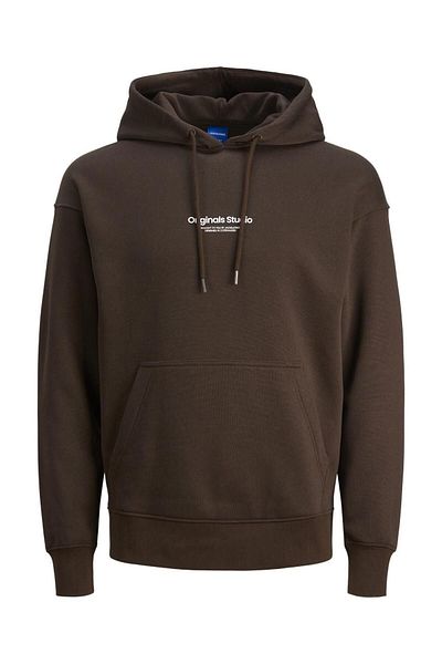 Jack & Jones Ανδρικό βαμβακερό φούτερ Jack&Jones Brown - Άνετο με κουκούλα, 12241687