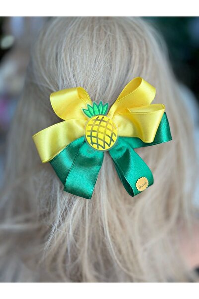 QUEEN AKSESUAR Satin galben verde de lux - model 3D de ananas, detaliu fundă,...