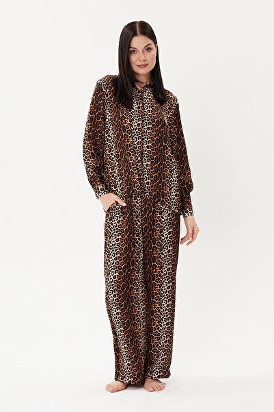 Desenli %100 Saf Ipek Gömlek ve Pijama Takımı