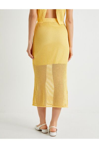 Koton Kt - Koton X Sibil Çetinkaya - Midi Crochet Skirt Openwork Lined Lacing Detail