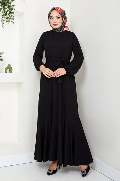 ModaMerve Φόρεμα Hijab - Ελαστική μανσέτα, Μαύρο 285DVL817-M