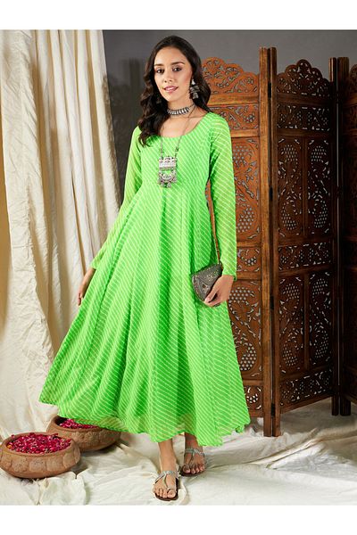 Sassafras By Styli Lehariya Anarkali Dress with Tie-Up Back