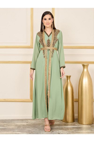 Maxim Creation By Styli Handwork Beaded Detail Belted Kaftan