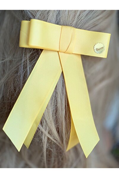 QUEEN AKSESUAR Yellow Trend Fashion Luxury Bow - Layered Long Pendant Lamp, Comet Ribbon, Automatic Buckle