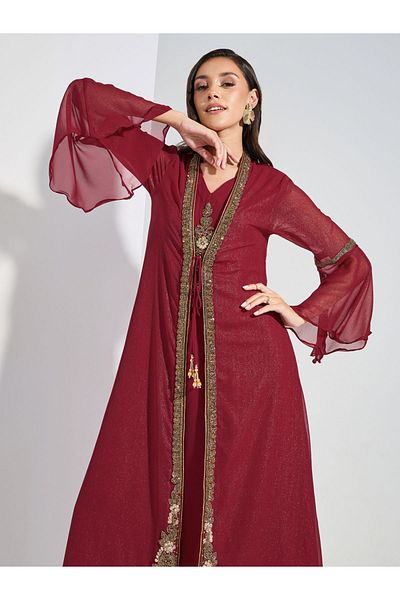 Maxim Creation By Styli Zardosi Embroidery Kaftan with Tie-Up