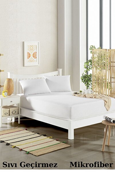 LİNDOA Mikrofiber Renkli Çift Kişilik Sıvı Geçirmez Alez Yatak Koruyucu Tek K...