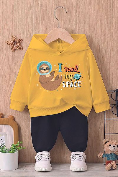 ADABEBEK Astronaut and Animal Printed Hooded Baby Set - 22038