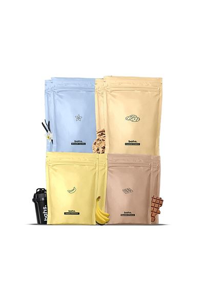 bahs. Mega Pack XXL - Food Powder x2 Chocolate, Cookie and Banana Raw, Vanilla| 2 + Shaker