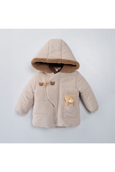 Midimod Gold 2-7 Years Plush Teddy Bear Hooded Thick Fleece Unisex Children's Coat