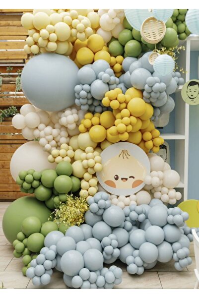 Çemrek Süs Parti Ретро синьо-зелений набір повітряних кульок, 100 штук