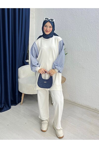 lurex moda Kol detaylı sweat tişört
