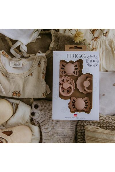 Frigg Baby's First Pacifier Set - Floral Heart - Blush