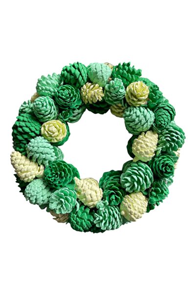 ART PINE Doğal Natural Renkli Kozalak Çelenk Kapı Süsü Yılbaşı Parti Eğlence ...