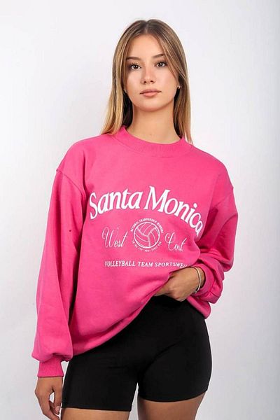 Seeh Hanorac oversize cu model roz cu gât turnu SH115