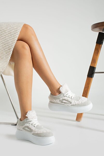 Glenz Kadın Yüksek Taban Tüylü Sneaker Spor Ayakkabı TS1157