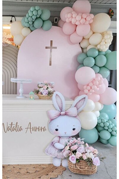 Çemrek Süs Parti Winter Green Light Pink Balloon Chain Set of 100