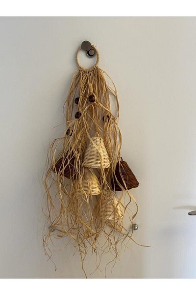 Maison Avf Bohemian Rattan Raffia - Bell Door Ornament and Wind Rose