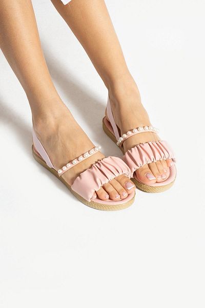 Glenz Women's Open Front Pearl Back Elastic Sandals TS1164