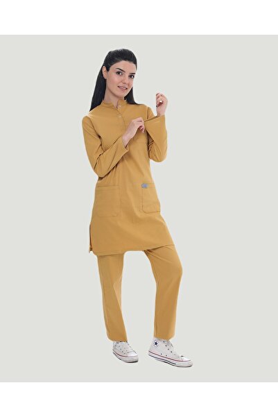 Artra Medical Giyim Lycra U-flex Hijab Surgical Jersey Set - Mustard