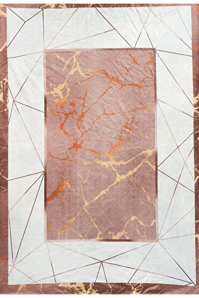 RENKLİBUTİK Modern Patterned Velvet Carpet Cover - Elastic and Non-Slip, Washable, 9 M2