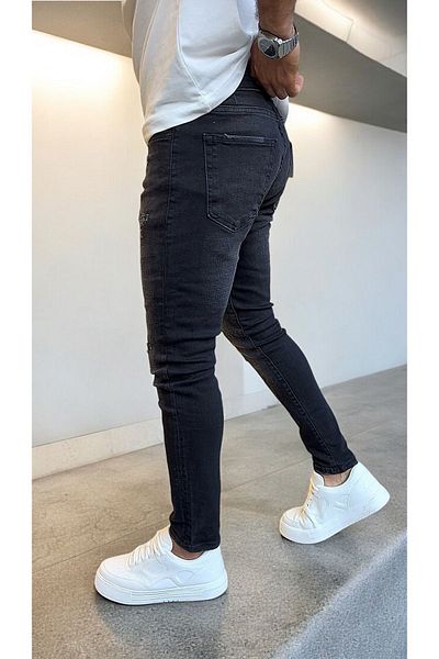 DENIM MAN Ανδρικό μαύρο στενό τζιν παντελόνι