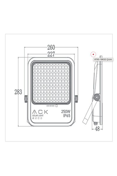 ACK 250W IP65 6500K Beyaz Lensli Solar Projektör AT65-19632