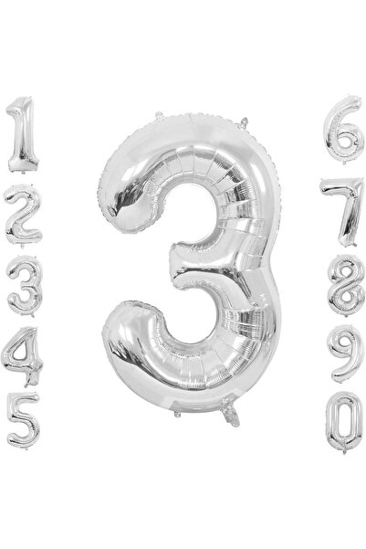 digitalavm akıllı alışveriş adresiniz بالون فضي 100 سم (40 بوصة) - 3 أرقام 3 ...
