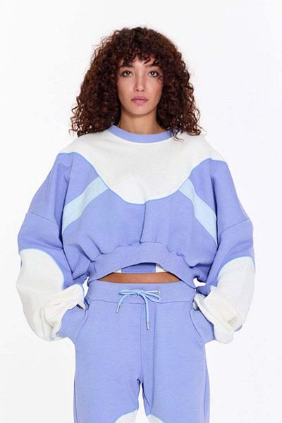 ŞEBNEM GÜNAY Lavender Blue Color Blocked Sweatshirt